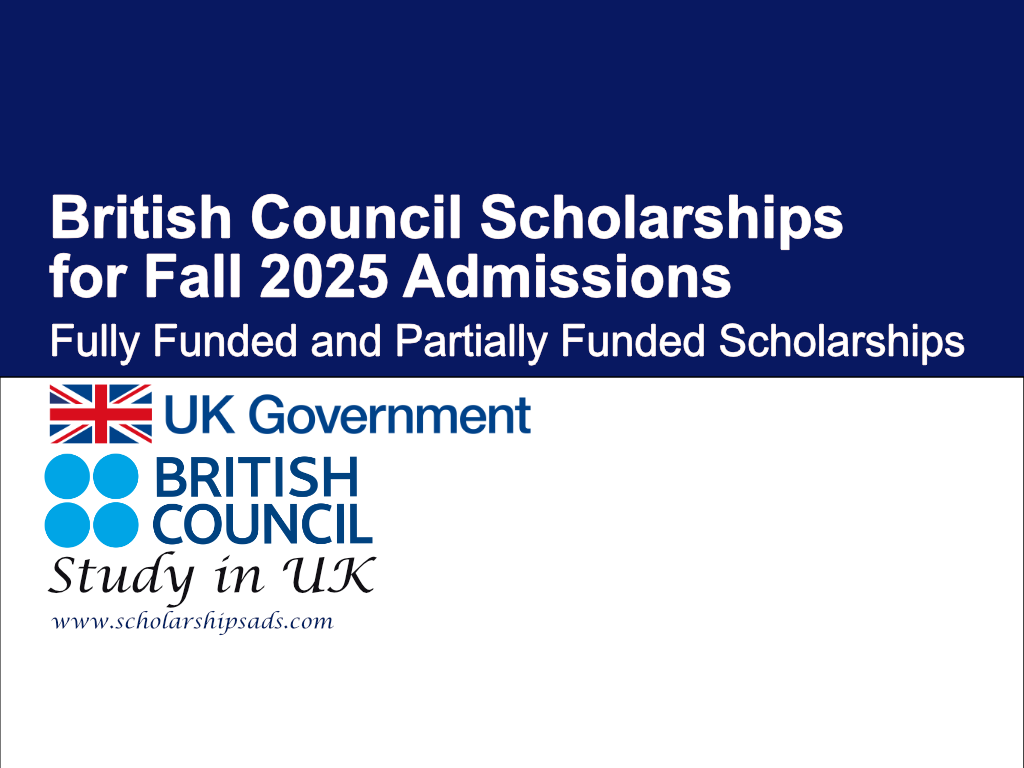 British Council Scholarships for Fall 2025 Admissions in UK